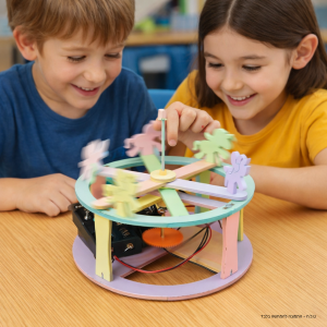 קרוסלת סוסים חשמלית מעץ מארז אישי